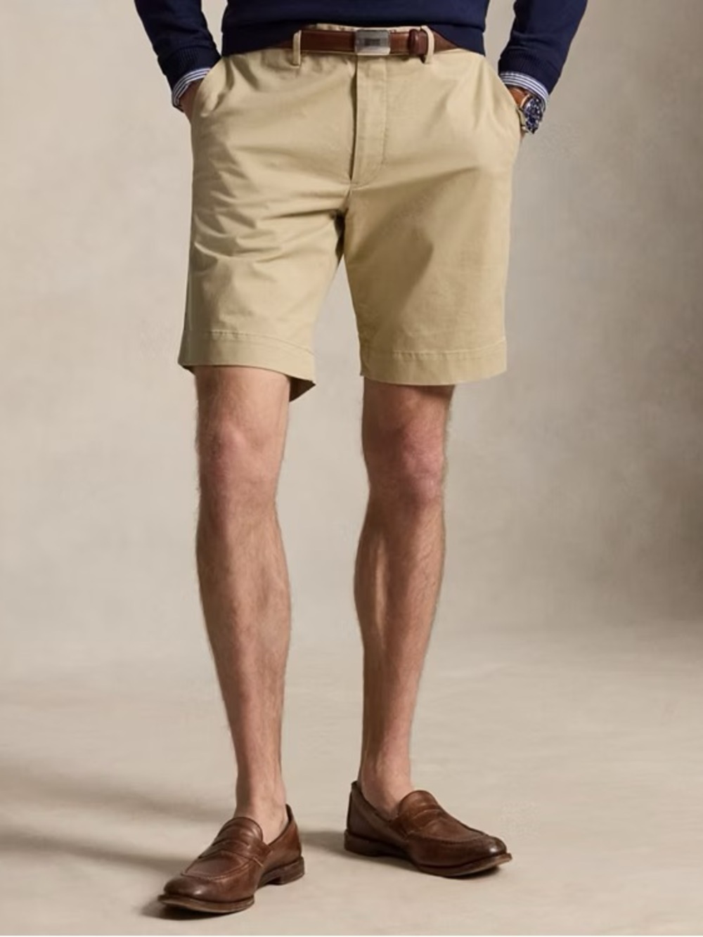 Ralph Lauren Tan Flat-Front Chino Shorts